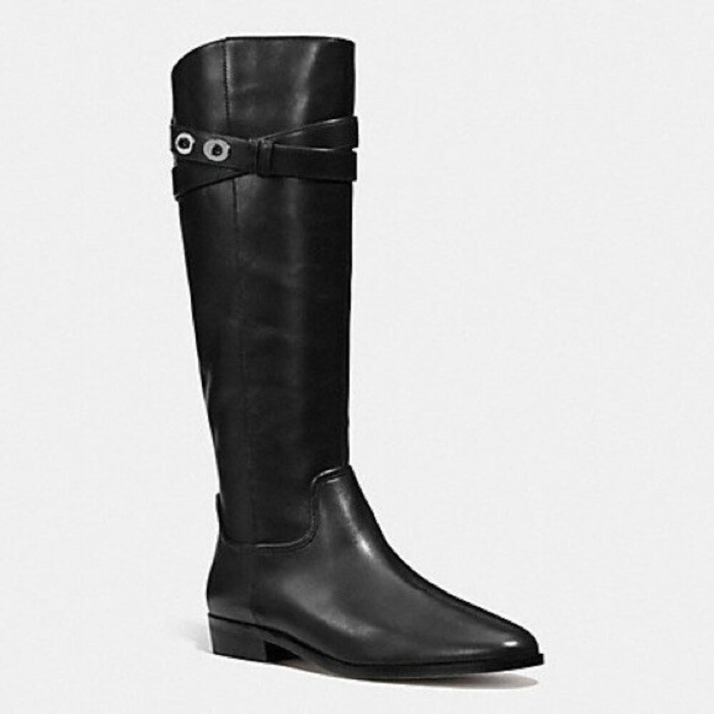 Coach Linette Calf Leather Boots |  Riding Boots | Black | Size 5M | Style Q7180
